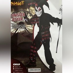 Spirit Of Halloween Sinister Scary Clown Jester Youth Costume Size L NO MASK!